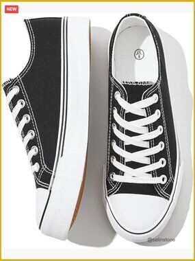 Canvas Low Top Sneakers Lace Up Fashion Tennis Shoes